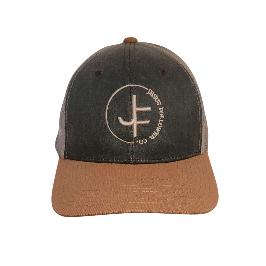 JF Logo Embroidery Brown Khaki Duck Cap
