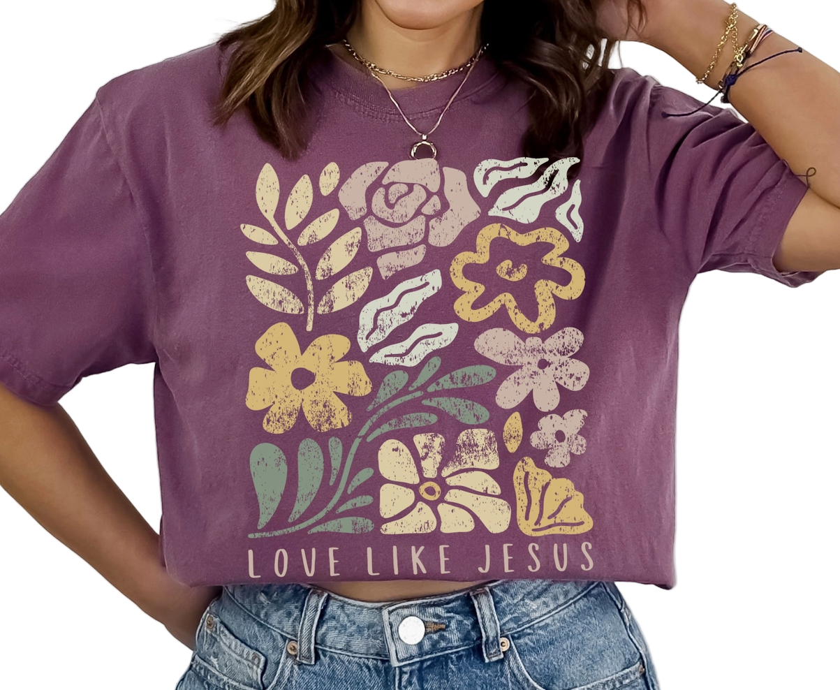 Love Like Jesus Comfort Colors Christian Graphic T Shirt: Berry